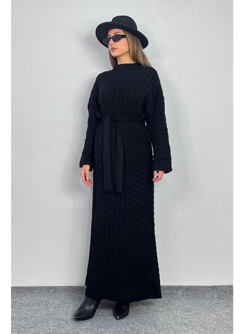 Ritnice Women's Ashley Black Hair Braided Knitwear Long Dress - Image 3
